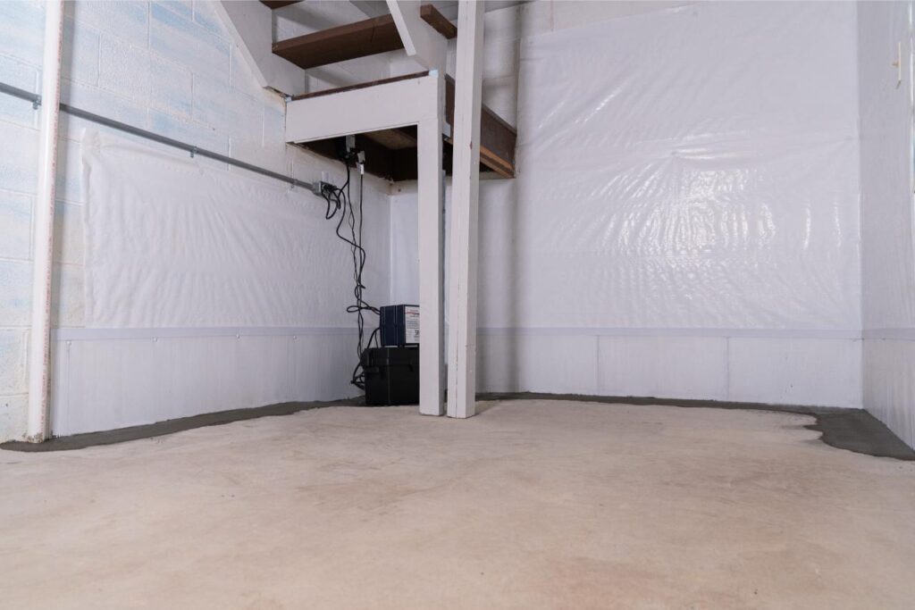 A waterproofed basement
