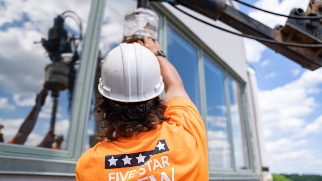 A foundation repair underway