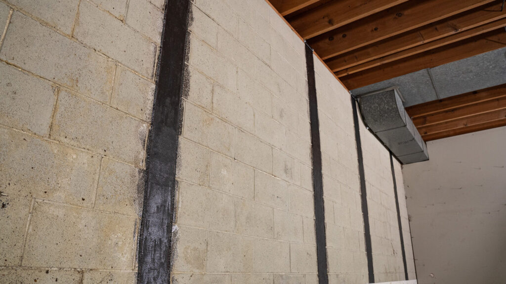 Wall straps on basement wall