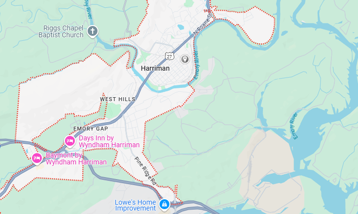Harriman, TN Map