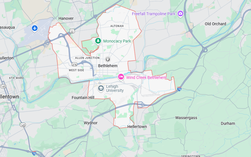 Bethlehem, PA Map