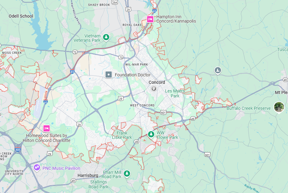 Concord, NC Map