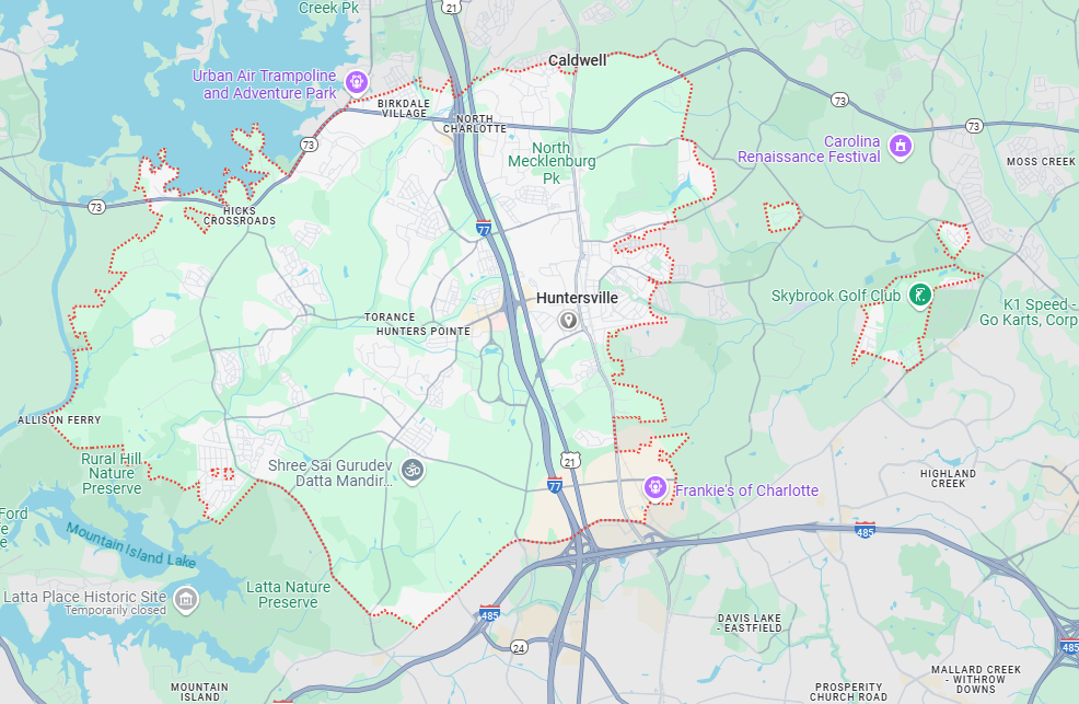 Huntersville, NC Map