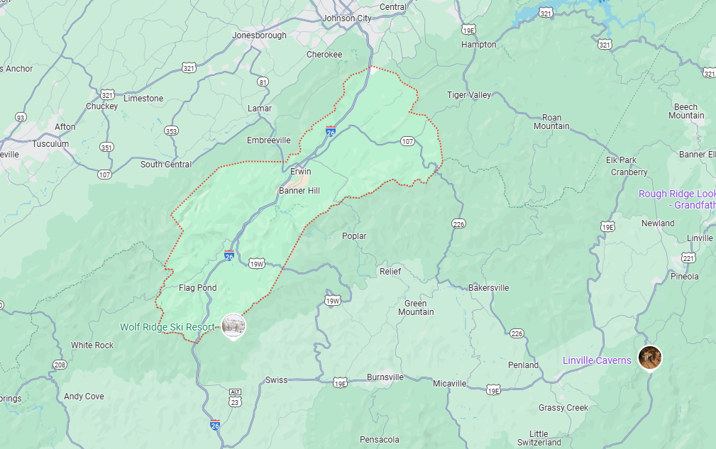 Unicoi County, TN Map