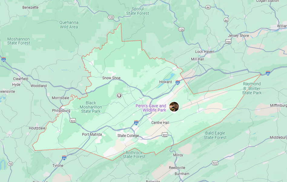 Centre County, PA Map
