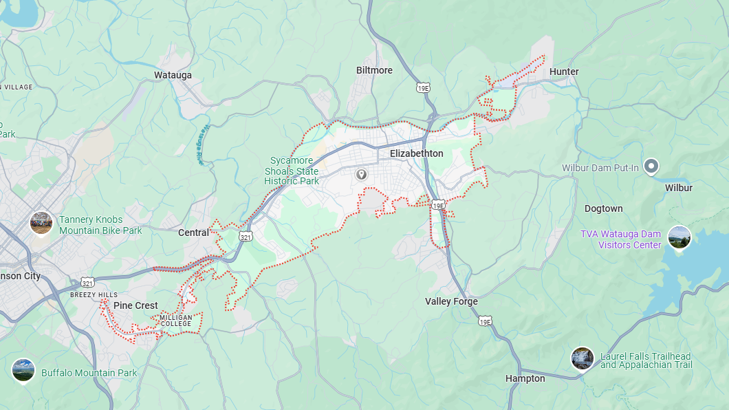 Elizabethton, TN Map