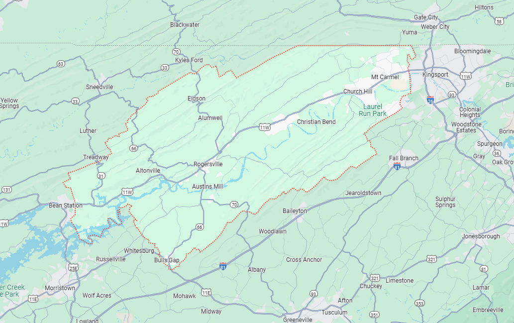 Hawkins County, TN Map