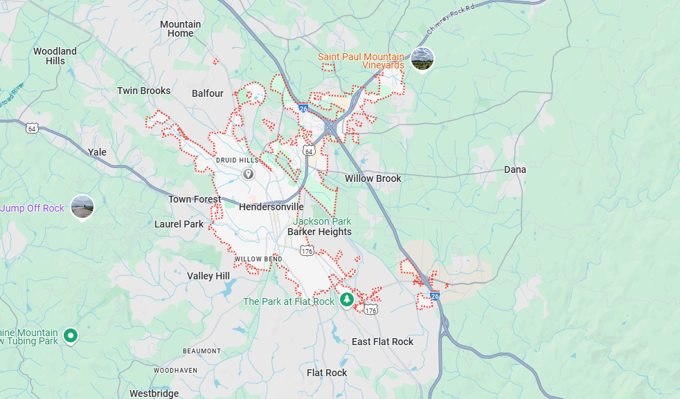 Hendersonville, SC Map