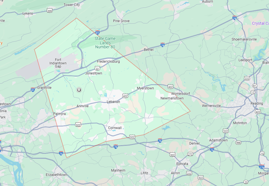 Lebanon County, PA Map