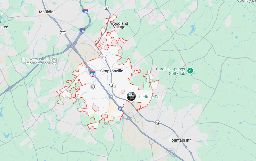 Simpsonville, SC Map