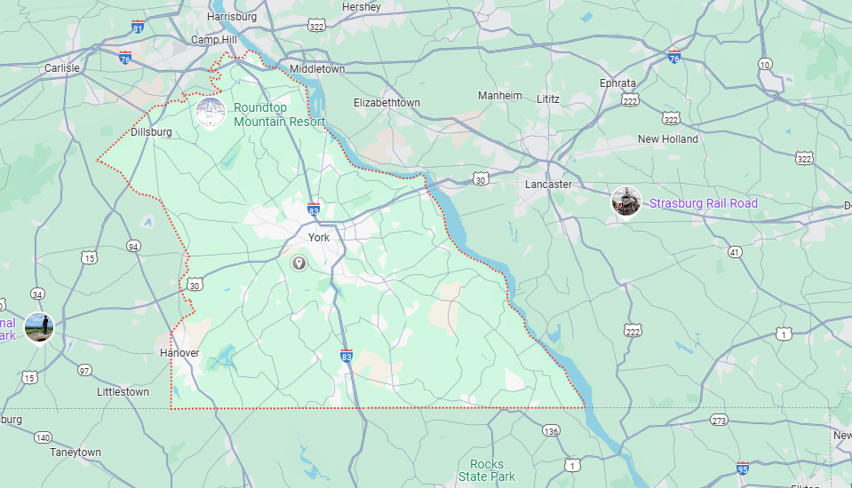York County, PA Map