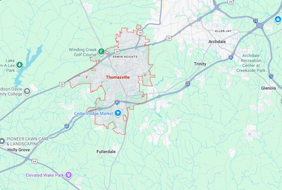 Thomasville, NC Map
