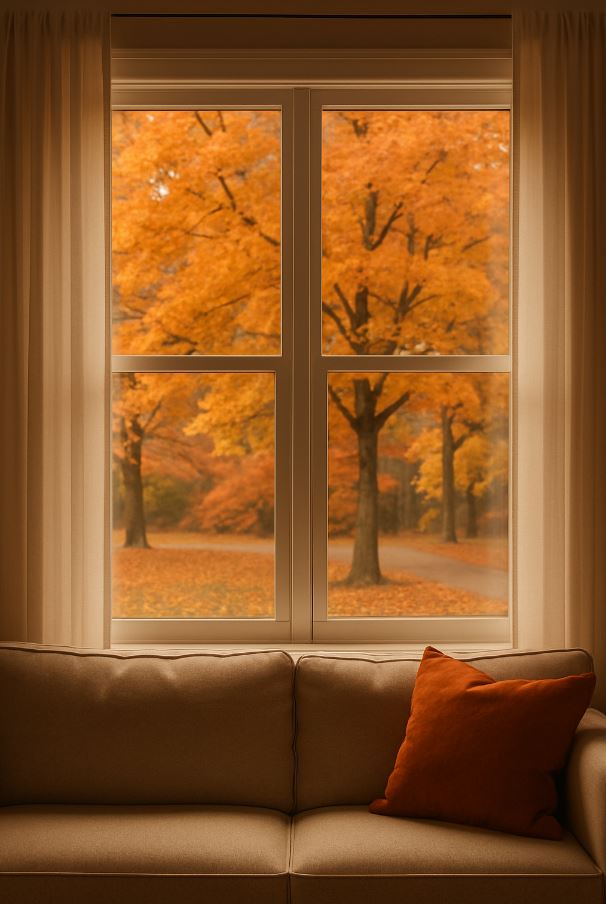 Autumn view outside window
