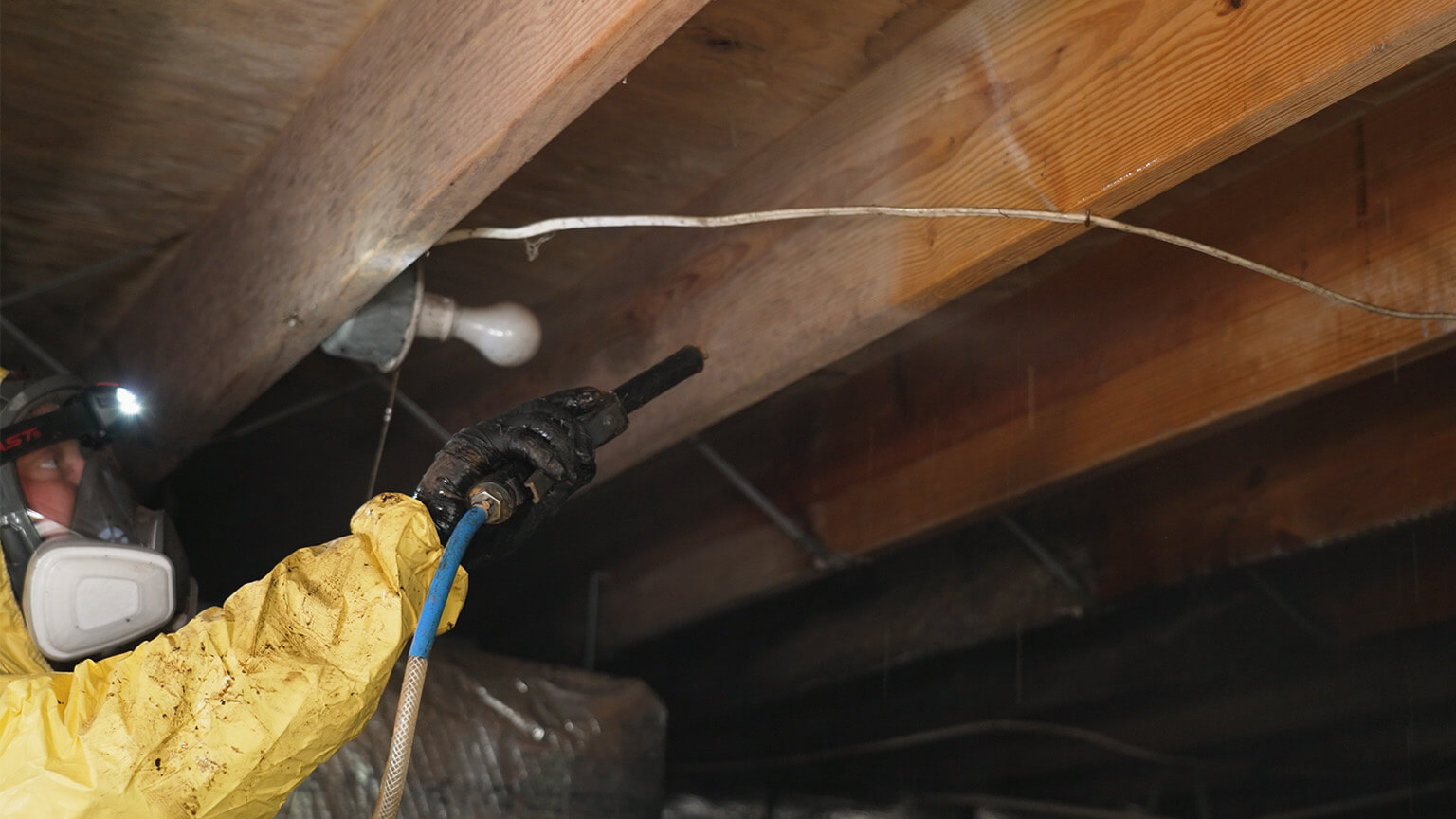 Removing Mold on a floor joist