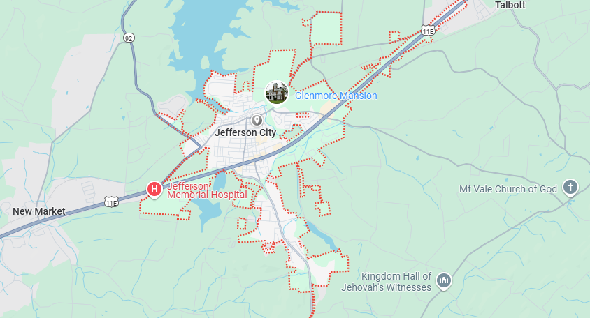 Jefferson City, TN Map
