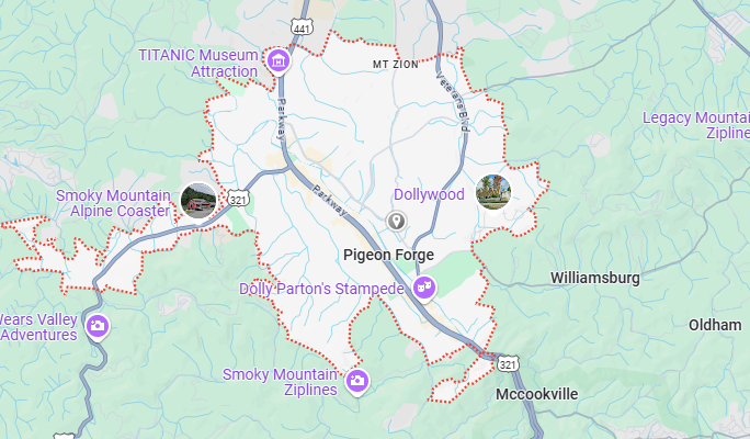 Pigeon Forge, TN Map