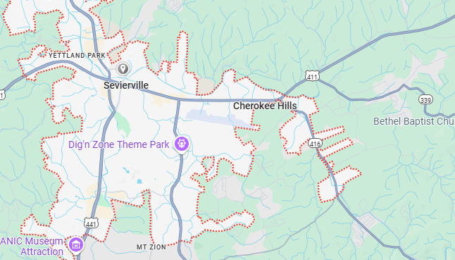 Sevierville, TN Map