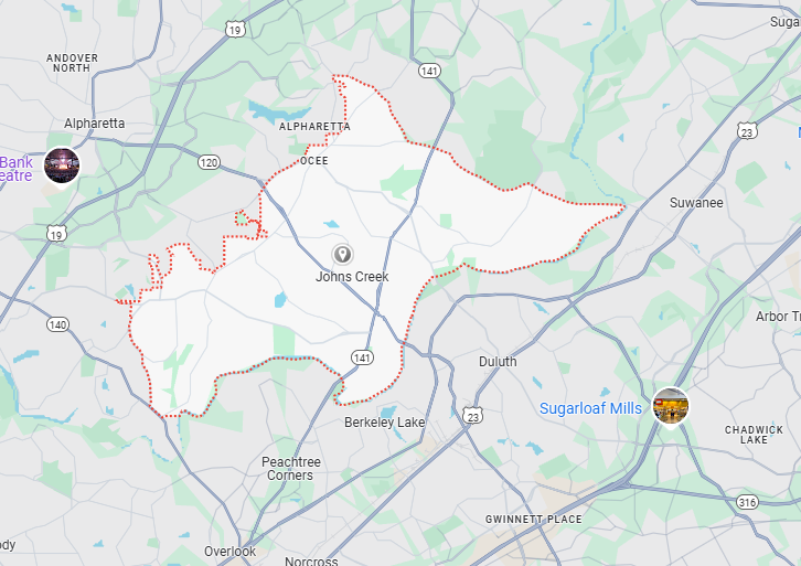 Johns Creek, GA Map