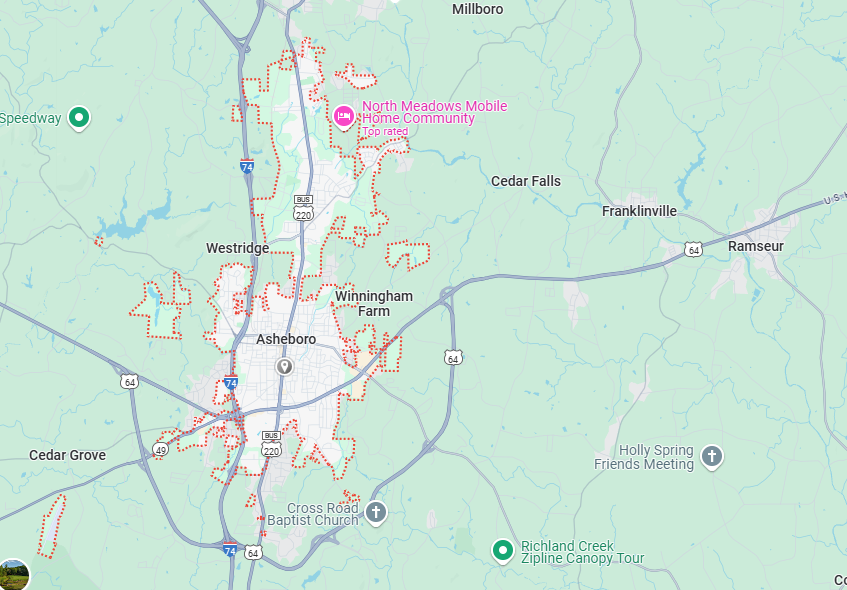 Asheboro, NC Map
