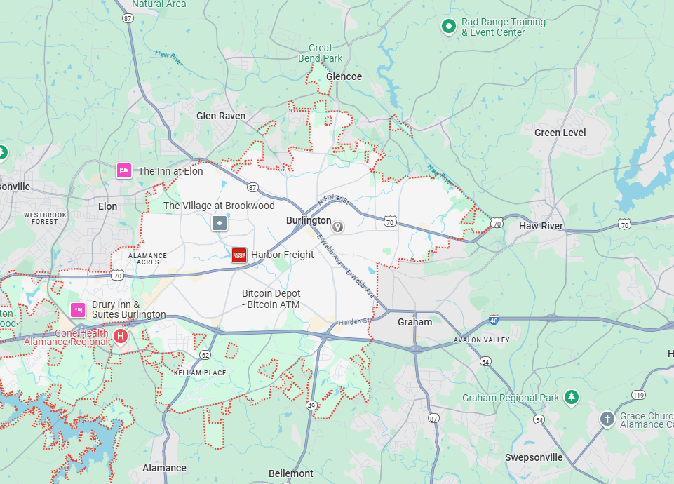 Burlington, NC Map