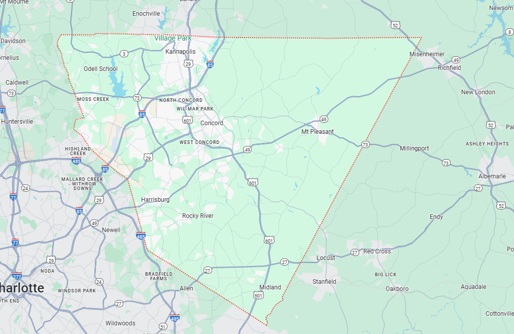 Cabarrus County, NC Map