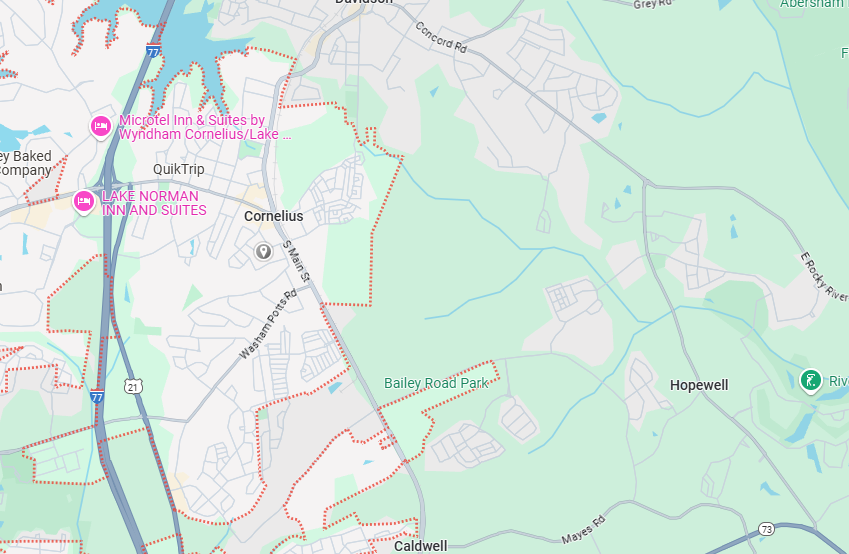 Cornelius, NC Map