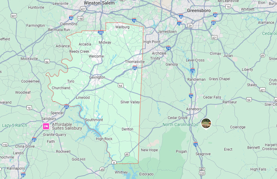 Davidson County, NC Map