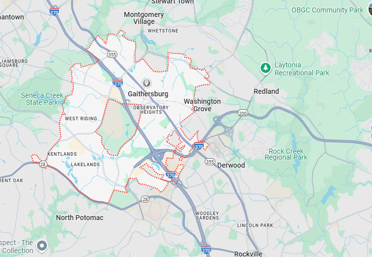 Gaithersburg, MD Map