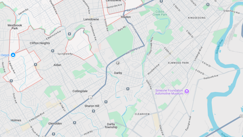 Upper Darby, PA Map