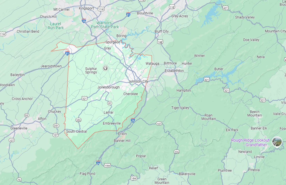 Washington County, TN Map