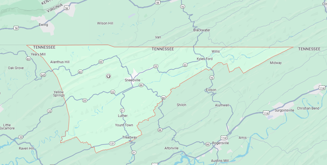 Hancock County, TN Map
