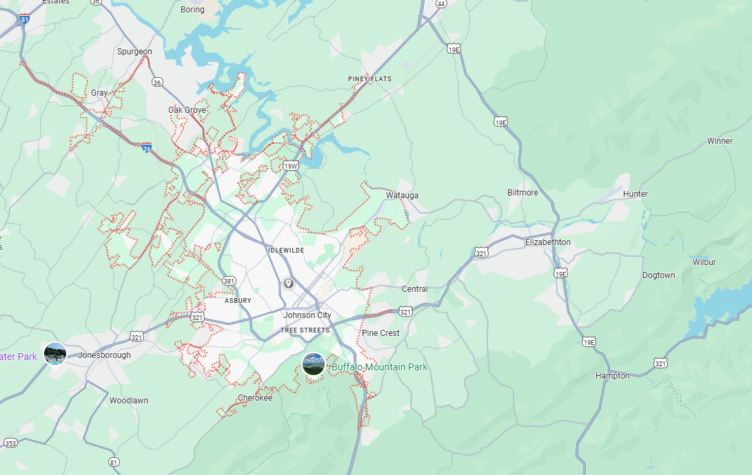 Johnson City, TN Map