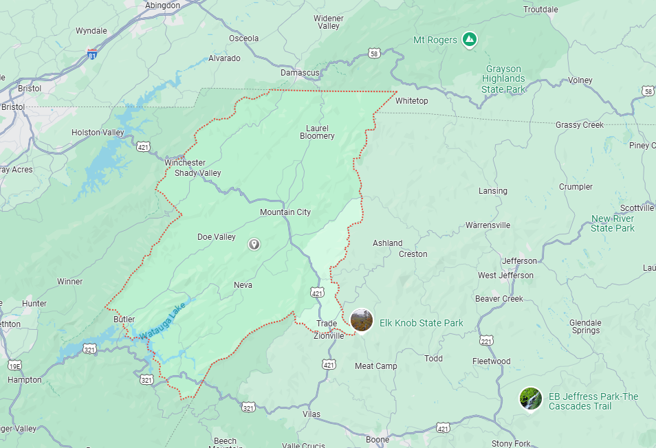 Johnson County, TN Map