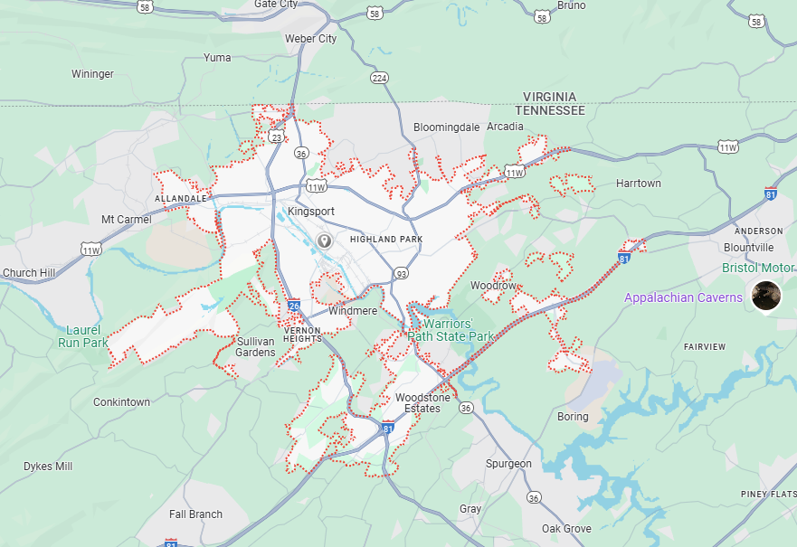 Kingsport, TN Map