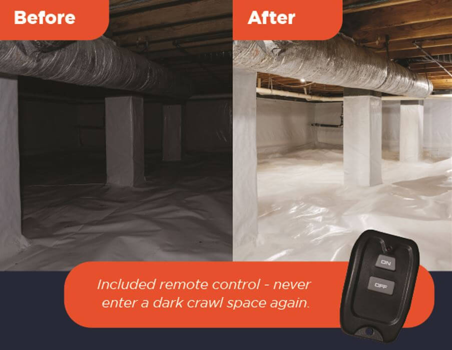Crawl Space Lights Before and After