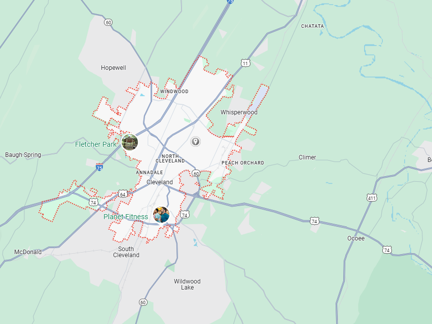 Cleveland, TN Map