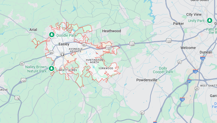 Easley, SC Map