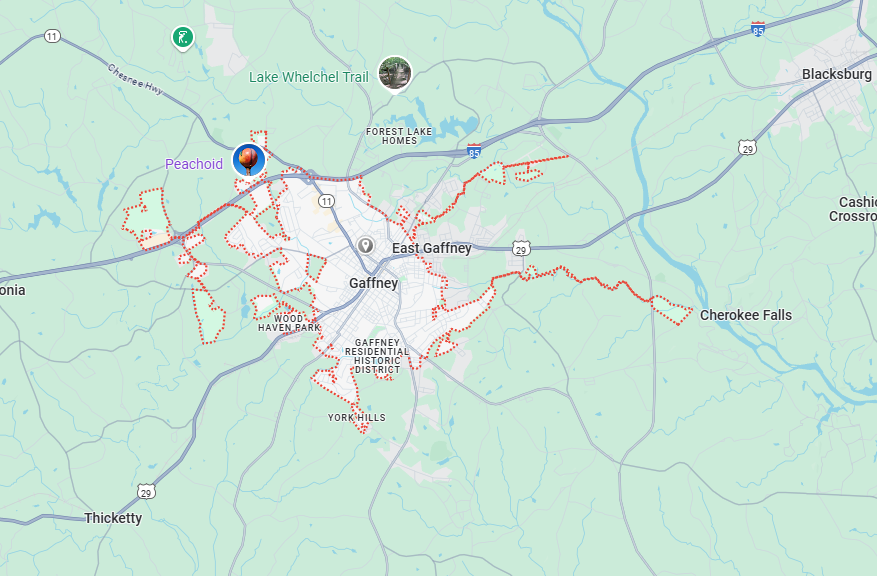 Gaffney, SC Map